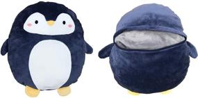 img 3 attached to 🐧 Hofun4U Soft Penguin Plush Hugging Pillow 16 Inch - Cute Anime Throw Pillow Stuffed Animal Doll Toy with Coral Fleece Blanket for Girls and Boys - Perfect Birthday, Valentine, Christmas, Travel, and Holiday Gifts