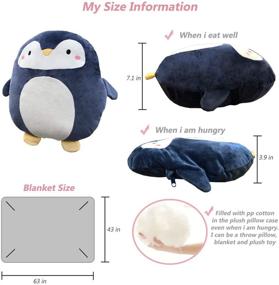 img 2 attached to 🐧 Hofun4U Soft Penguin Plush Hugging Pillow 16 Inch - Cute Anime Throw Pillow Stuffed Animal Doll Toy with Coral Fleece Blanket for Girls and Boys - Perfect Birthday, Valentine, Christmas, Travel, and Holiday Gifts