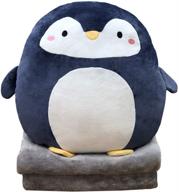 🐧 hofun4u soft penguin plush hugging pillow 16 inch - cute anime throw pillow stuffed animal doll toy with coral fleece blanket for girls and boys - perfect birthday, valentine, christmas, travel, and holiday gifts logo