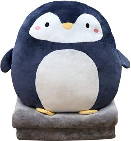 img 4 attached to 🐧 Hofun4U Soft Penguin Plush Hugging Pillow 16 Inch - Cute Anime Throw Pillow Stuffed Animal Doll Toy with Coral Fleece Blanket for Girls and Boys - Perfect Birthday, Valentine, Christmas, Travel, and Holiday Gifts