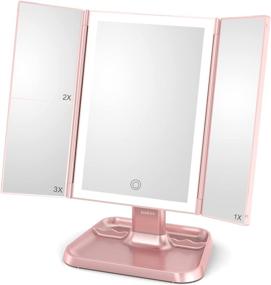 img 4 attached to Trifold Makeup Mirror with 72 LED Lights - Enhance Makeup Application with 2X 3X Magnification, 3 Color Lighting Modes, Touch Screen Switch - Portable Countertop Cosmetic Mirror