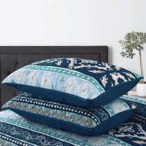 img 1 attached to 🧵 NEWLAKE Reversible Cotton Bedspread Quilt Sets - Patchwork Coverlet Set with Boho Chic Pattern for Queen Size Bed