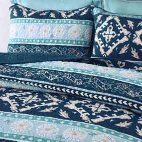 img 2 attached to 🧵 NEWLAKE Reversible Cotton Bedspread Quilt Sets - Patchwork Coverlet Set with Boho Chic Pattern for Queen Size Bed