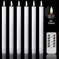 🕯️ genswin flameless taper candles: remote controlled timer & flickering led warm 3d wick light, real wax window candles (pack of 6) логотип