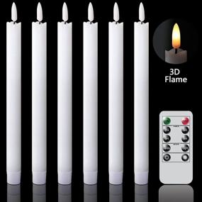 img 3 attached to 🕯️ GenSwin Flameless Taper Candles: Remote Controlled Timer & Flickering LED Warm 3D Wick Light, Real Wax Window Candles (Pack of 6)