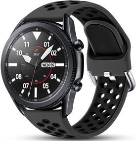 img 4 attached to 🏃 Спортивный браслет Easuny - совместим с Samsung Galaxy Watch 3 45 мм/ Galaxy Watch 46 мм/ Samsung Gear S3 Frontier - 22 мм быстросъемный, дышащий силиконовый ремешок для часов - антрацит/черный малый.