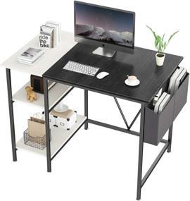 img 4 attached to 🖥️ Efficient and Stylish 39-inch Home Office Computer Desk with Wooden Storage Shelf, Industrial Design and Splice Board for Study and Writing Tasks