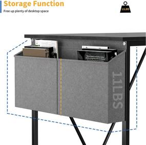 img 2 attached to 🖥️ Efficient and Stylish 39-inch Home Office Computer Desk with Wooden Storage Shelf, Industrial Design and Splice Board for Study and Writing Tasks