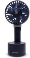 💨 gpel mini handheld fan: usb desk oscillation, 5 speed personal portable cooling electric - travel office room household, darkblue logo