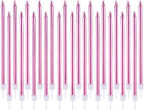 img 4 attached to 🎂 Sivim Pink Tall Cake Candles with Holders - 24 Count Long Thin Cupcake Candles for Birthday, Wedding, and Party Decorations