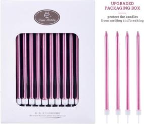 img 2 attached to 🎂 Sivim Pink Tall Cake Candles with Holders - 24 Count Long Thin Cupcake Candles for Birthday, Wedding, and Party Decorations