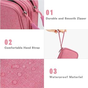 img 1 attached to FYY Electronic Organizer: Portable Waterproof Travel Cable Bag with 🔌 Double Layers - Perfect Storage for Cables, Chargers, Phones, and Earphones (Pink)