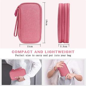 img 3 attached to FYY Electronic Organizer: Portable Waterproof Travel Cable Bag with 🔌 Double Layers - Perfect Storage for Cables, Chargers, Phones, and Earphones (Pink)