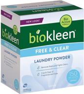 🌱 biokleen free & clear natural laundry detergent - 150 loads - powder, concentrated, eco-friendly, plant-based, no synthetic fragrance or chemicals, free & clear logo