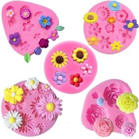 img 4 attached to 🍰 Flower Fondant Cake Molds Set - Daisy, Rose, Chrysanthemum, and Small Flower Shapes - Perfect for Chocolate, Fondant, Clay, Soap Crafting & Cake Decoration