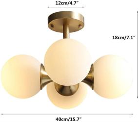 img 3 attached to 💡 KCO Lighting Antique Brass 4-Light Ceiling Light: Mid-Century Frosted Glass Globe Chandelier for Modern Bedroom and Living Room Décor