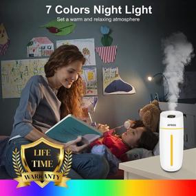 img 2 attached to Portable Mini Humidifier with Night Light: USB Personal Desktop Device with Auto Shut-Off, 2 Mist Modes, Super Quiet - Ideal for Baby Bedroom, Travel, Office, or Home Use