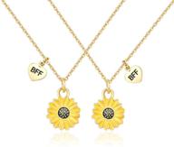 🌻 shiny bff sunflower necklace for two best friends - matching jewelry gifts for women, teens, girls - anniversary, christmas, and special occasions - gold chain (18.5+2 inch) logo