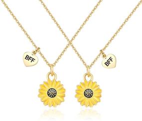 img 4 attached to 🌻 Shiny BFF Sunflower Necklace for Two Best Friends - Matching Jewelry Gifts for Women, Teens, Girls - Anniversary, Christmas, and Special Occasions - Gold Chain (18.5+2 Inch)