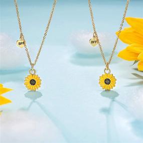 img 2 attached to 🌻 Shiny BFF Sunflower Necklace for Two Best Friends - Matching Jewelry Gifts for Women, Teens, Girls - Anniversary, Christmas, and Special Occasions - Gold Chain (18.5+2 Inch)