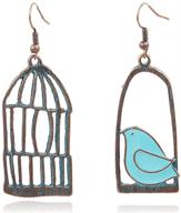 🦜 diyanmmy unique personalized hollow bronze asymmetric bird cage earrings: vintage bohemian hypoallergenic jewelry for women and girls logo