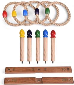 img 2 attached to 🎪 Ultimate FUN LITTLE TOYS Kids Outdoor Games Set: Wooden Ring Toss Game for Backyard and Lawn - Perfect Carnival Game, Party Supplies & Christmas Decoration Gifts