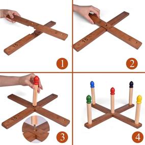 img 1 attached to 🎪 Ultimate FUN LITTLE TOYS Kids Outdoor Games Set: Wooden Ring Toss Game for Backyard and Lawn - Perfect Carnival Game, Party Supplies & Christmas Decoration Gifts