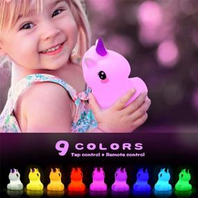 img 2 attached to Kawaii Unicorn Kids Night Light – LED 9 Color Changing Animal Lamp, Portable Silicone Squishy, Ideal Birthday Gift & Bedroom Decoration for Baby Girls & Toddler Children – Tap & Remote Control