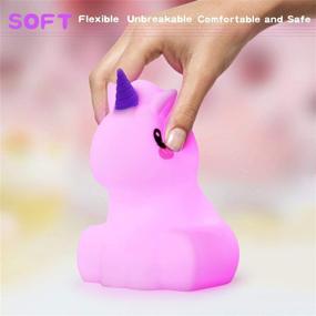 img 1 attached to Kawaii Unicorn Kids Night Light – LED 9 Color Changing Animal Lamp, Portable Silicone Squishy, Ideal Birthday Gift & Bedroom Decoration for Baby Girls & Toddler Children – Tap & Remote Control