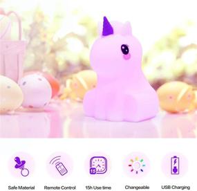 img 3 attached to Kawaii Unicorn Kids Night Light – LED 9 Color Changing Animal Lamp, Portable Silicone Squishy, Ideal Birthday Gift & Bedroom Decoration for Baby Girls & Toddler Children – Tap & Remote Control