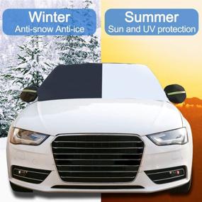 img 3 attached to ❄️ Xizopucy Car Windshield Snow Cover: Frost Guard Winter Shield with Side Mirror Covers and Hooks, Waterproof for Most Vehicles - Full of Praise Window Winter Accessories