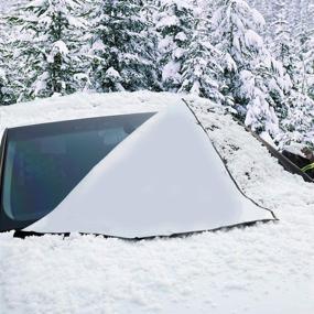 img 2 attached to ❄️ Xizopucy Car Windshield Snow Cover: Frost Guard Winter Shield with Side Mirror Covers and Hooks, Waterproof for Most Vehicles - Full of Praise Window Winter Accessories