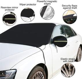 img 1 attached to ❄️ Xizopucy Car Windshield Snow Cover: Frost Guard Winter Shield with Side Mirror Covers and Hooks, Waterproof for Most Vehicles - Full of Praise Window Winter Accessories