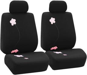 img 4 attached to FH Group FB053BLACK102 Seat Cover (Flower Embroidery Airbag Compatible (Set Of 2) Black)