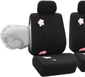 img 1 attached to FH Group FB053BLACK102 Seat Cover (Flower Embroidery Airbag Compatible (Set Of 2) Black)