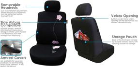 img 2 attached to FH Group FB053BLACK102 Seat Cover (Flower Embroidery Airbag Compatible (Set Of 2) Black)