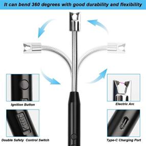 img 3 attached to 🔥 Hanitronic Electric Candle Lighter - 360 Degrees Flexible Long Neck, Safety Switch - Ideal for Grill, BBQ, Camping, and Fireworks