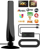 [2021 model] digital amplified outdoor indoor tv antenna – powerful signal booster for best amplifier 180+ mile range support 4k full hd smart and older tvs with 10ft coaxial cable, unique television accessories logo