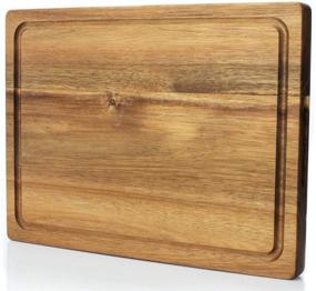 img 4 attached to 🌿 Reversible Acacia Butcher Board with Juice Grooves - Eco-Friendly, Durable Cutting Board for Kitchen Counters - Pellholmen Collection