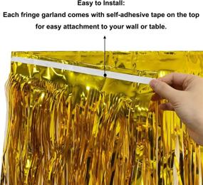 img 2 attached to 🎉 Set of 3 Gold Tassel Foil Banners - 10-Feet Metallic Fringe Garland Roll - Party Supplies for Parade Floats, Fiesta Backdrop, Patriotic Decorations, Wedding, Birthday (Gold)