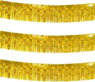 🎉 set of 3 gold tassel foil banners - 10-feet metallic fringe garland roll - party supplies for parade floats, fiesta backdrop, patriotic decorations, wedding, birthday (gold) логотип