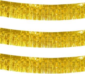 img 4 attached to 🎉 Set of 3 Gold Tassel Foil Banners - 10-Feet Metallic Fringe Garland Roll - Party Supplies for Parade Floats, Fiesta Backdrop, Patriotic Decorations, Wedding, Birthday (Gold)