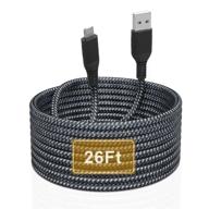 iphone charger 26ft/8m [apple mfi certified]lightning cable extra long iphone charging cord nylon braided apple fast charger cable 2 logo