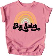 🌈 retro rainbow big sister sibling reveal announcement shirt: stylish outfit for baby and toddler girls! logo