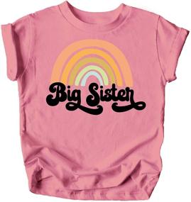 img 4 attached to 🌈 Retro Rainbow Big Sister Sibling Reveal Announcement Shirt: Stylish Outfit for Baby and Toddler Girls!