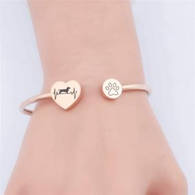 img 1 attached to Dachshund Boxer Golden Retriever Pitbull Boston Terrier Paw Print Bangle Jewelry - FUSTMW Dog Owner Bracelet for Dog Lover Gifts