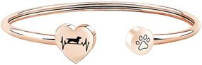 img 4 attached to Dachshund Boxer Golden Retriever Pitbull Boston Terrier Paw Print Bangle Jewelry - FUSTMW Dog Owner Bracelet for Dog Lover Gifts