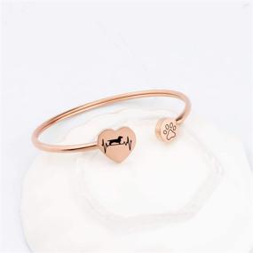 img 2 attached to Dachshund Boxer Golden Retriever Pitbull Boston Terrier Paw Print Bangle Jewelry - FUSTMW Dog Owner Bracelet for Dog Lover Gifts