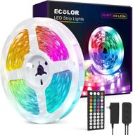 🌈 ecolor 5050 rgb led strip lights - 32.8ft color changing 300 bright leds for bedroom, home decoration | 44-key ir remote, multiple colors & diy modes - 2 rolls of 16.4ft included логотип