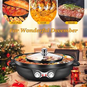 img 3 attached to Dual Temperature Control Electric Hot Pot Grill: Smokeless Shabu Korean BBQ Cooker for 1-8 People, Simmer, Boil, Fry, Roast, and More!